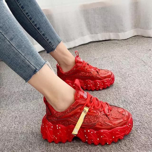 Trendy Chunky sneakers glitter for women 2 inches shoes