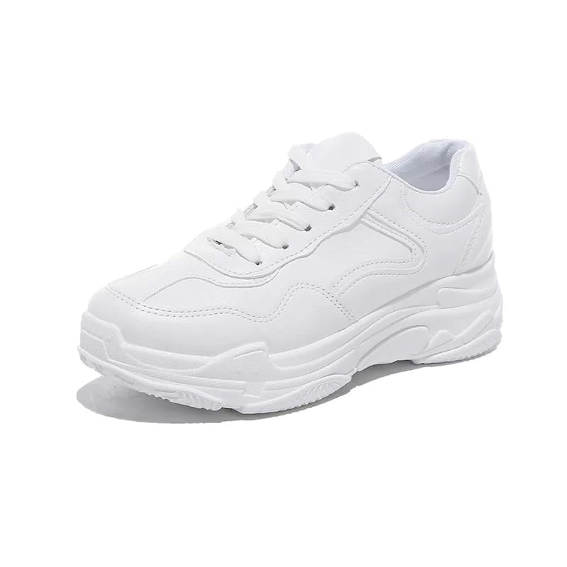 Casual full white plain sneaker for girls 1.5 inch shoes