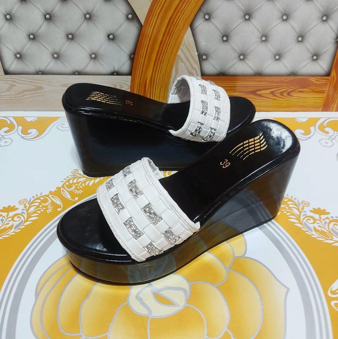 Beautiful fancy wedge 4 inches high heel slipper