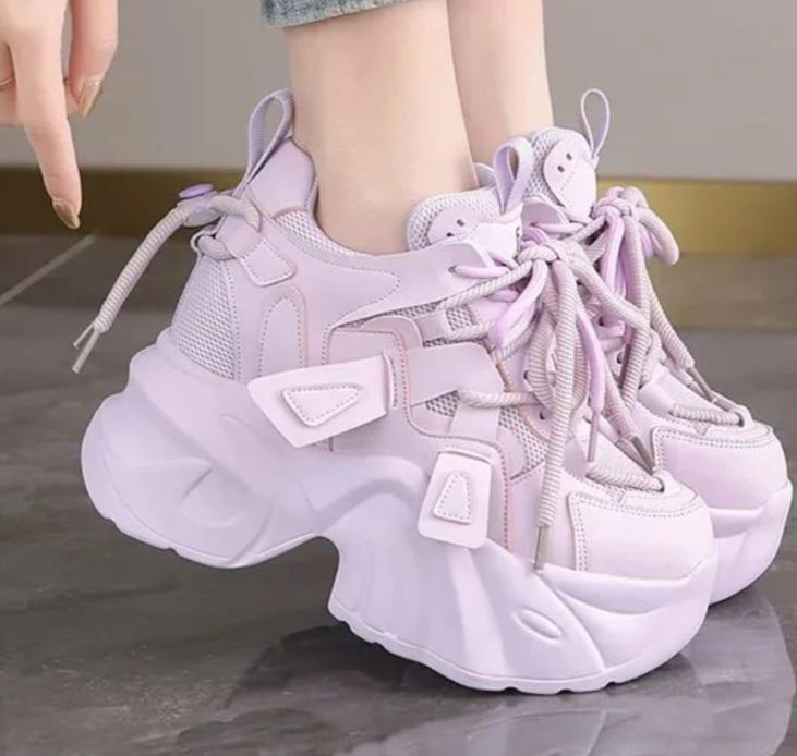 Chunky high fashion wedge stylish 4 inches shoes