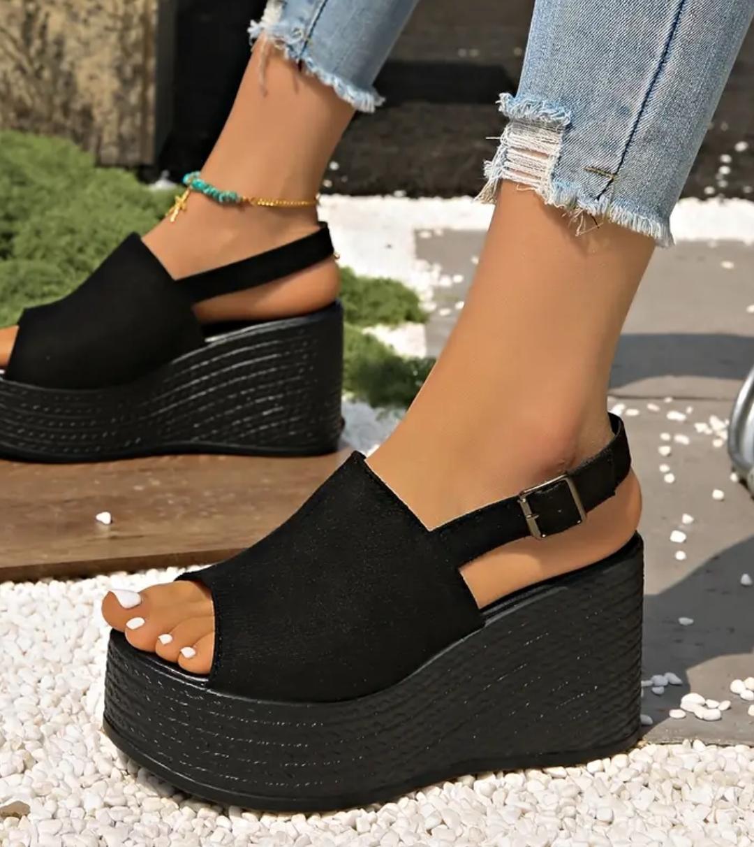 Elegant simple buckle straps 3.5 inches high sandal2933