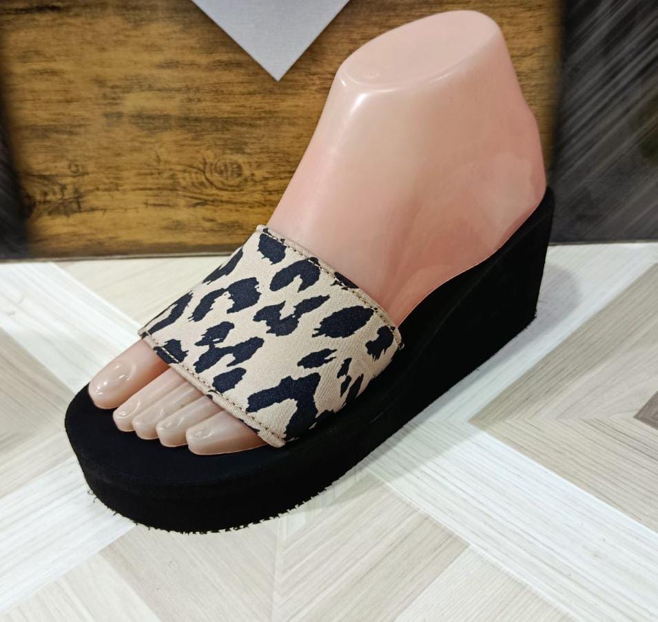 open toe casual leopard print 2.5 inch slipper 2972