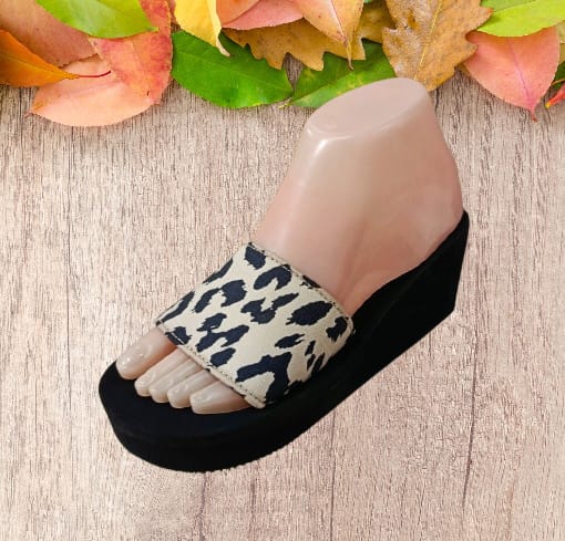 open toe casual leopard print 2.5 inch slipper 2972