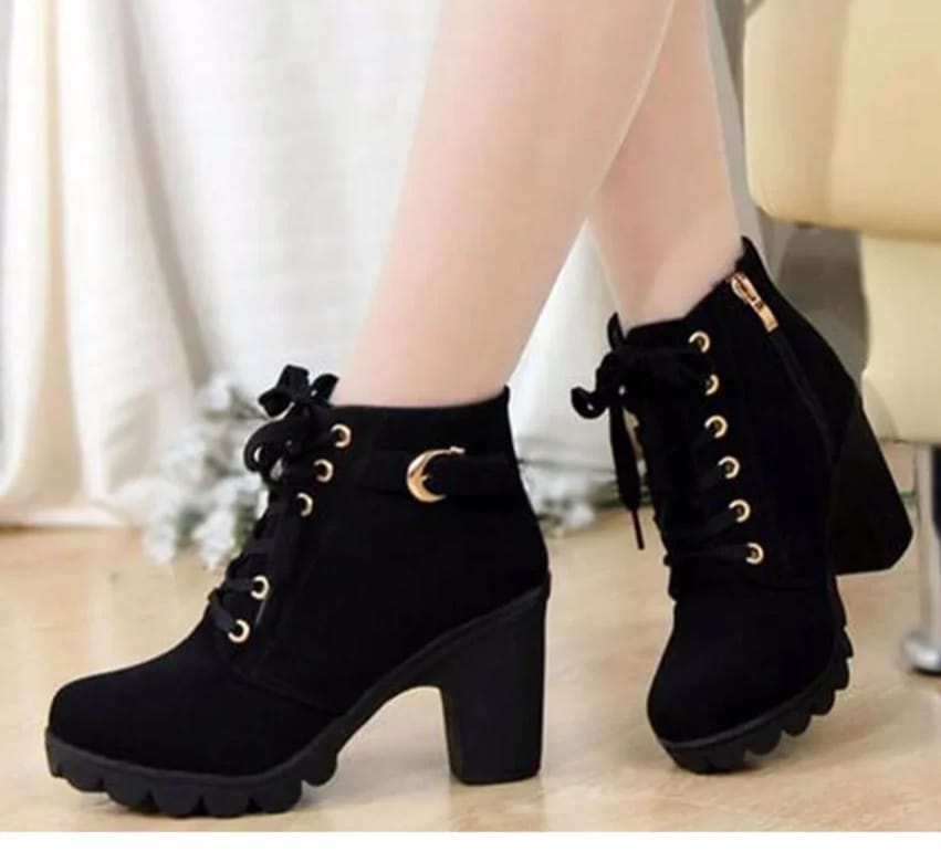 Square heel boots for women 3 inches shoes