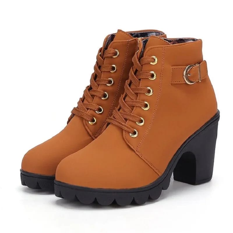 Square heel boots for women 3 inches shoes