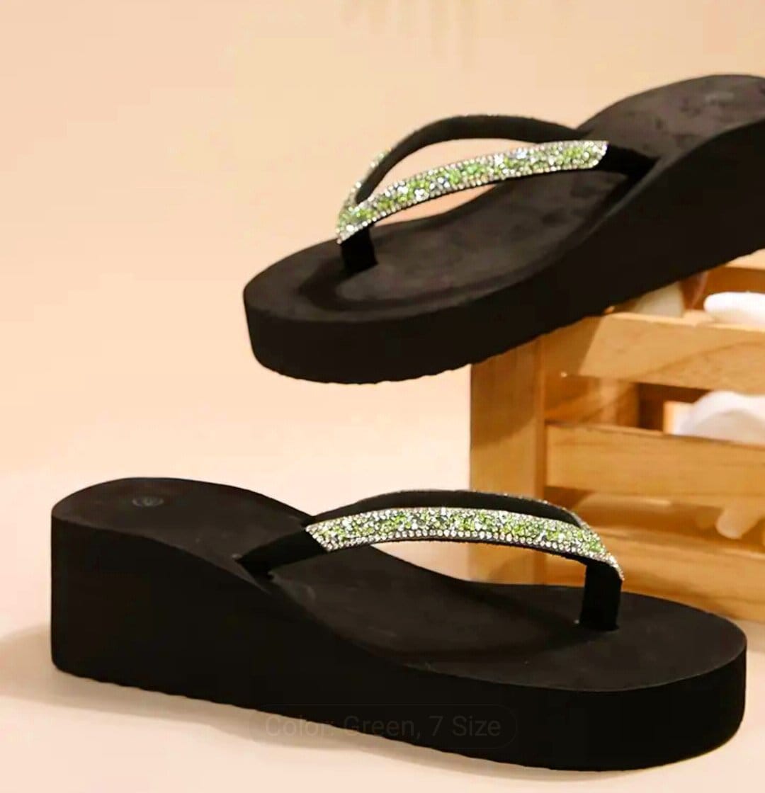 Rhinestones mesh casual flipflop 2.25 inches slipper 2935