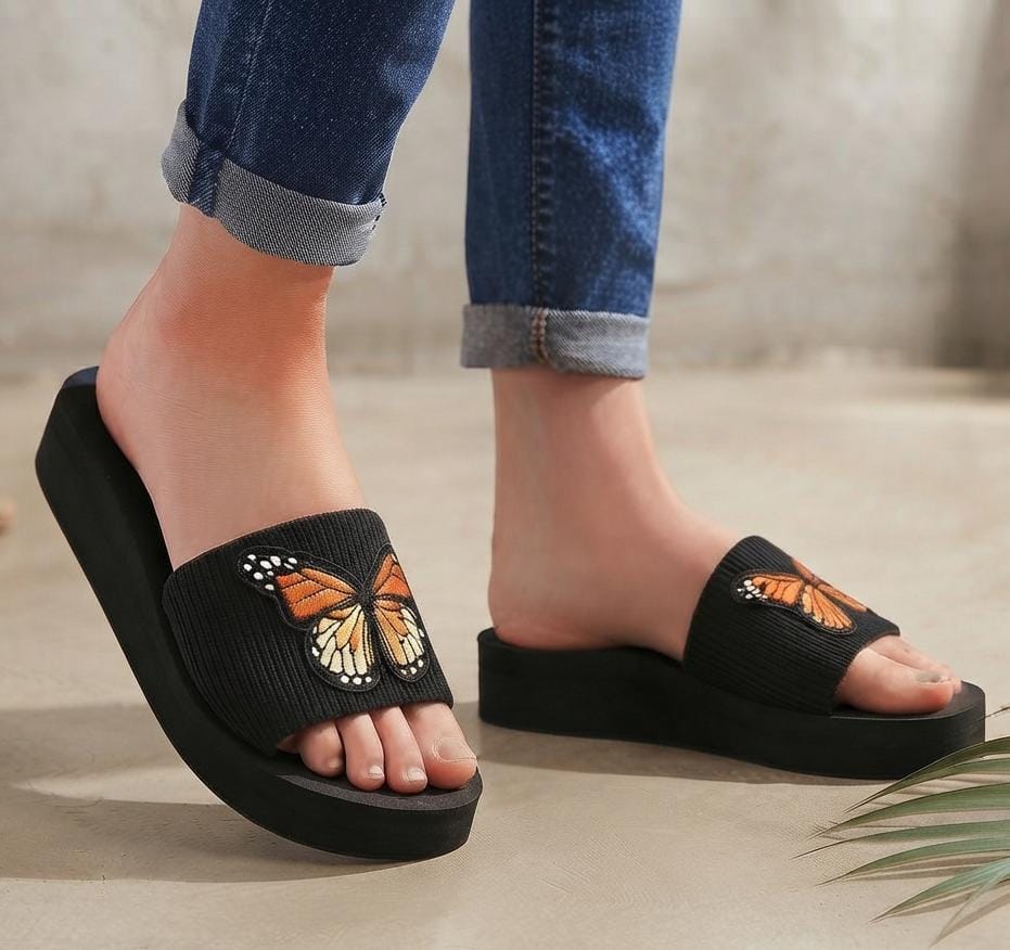 Casual flipflop with butterfly design 1 inch flat slipper 3078