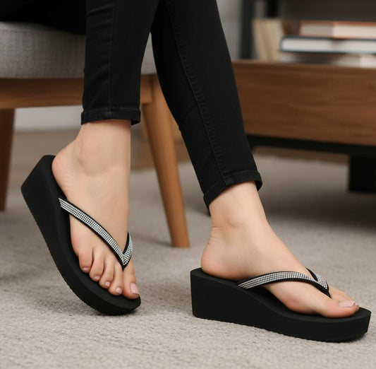 Rhinestones mesh casual flipflop 2.25 inches slipper 2935