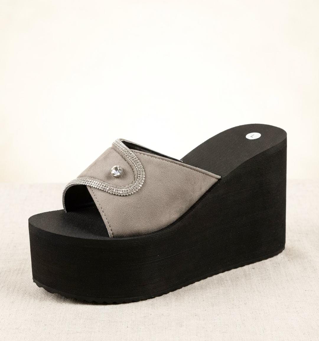 Starlight crystal velvet sparkle high platform wedges slides 3088