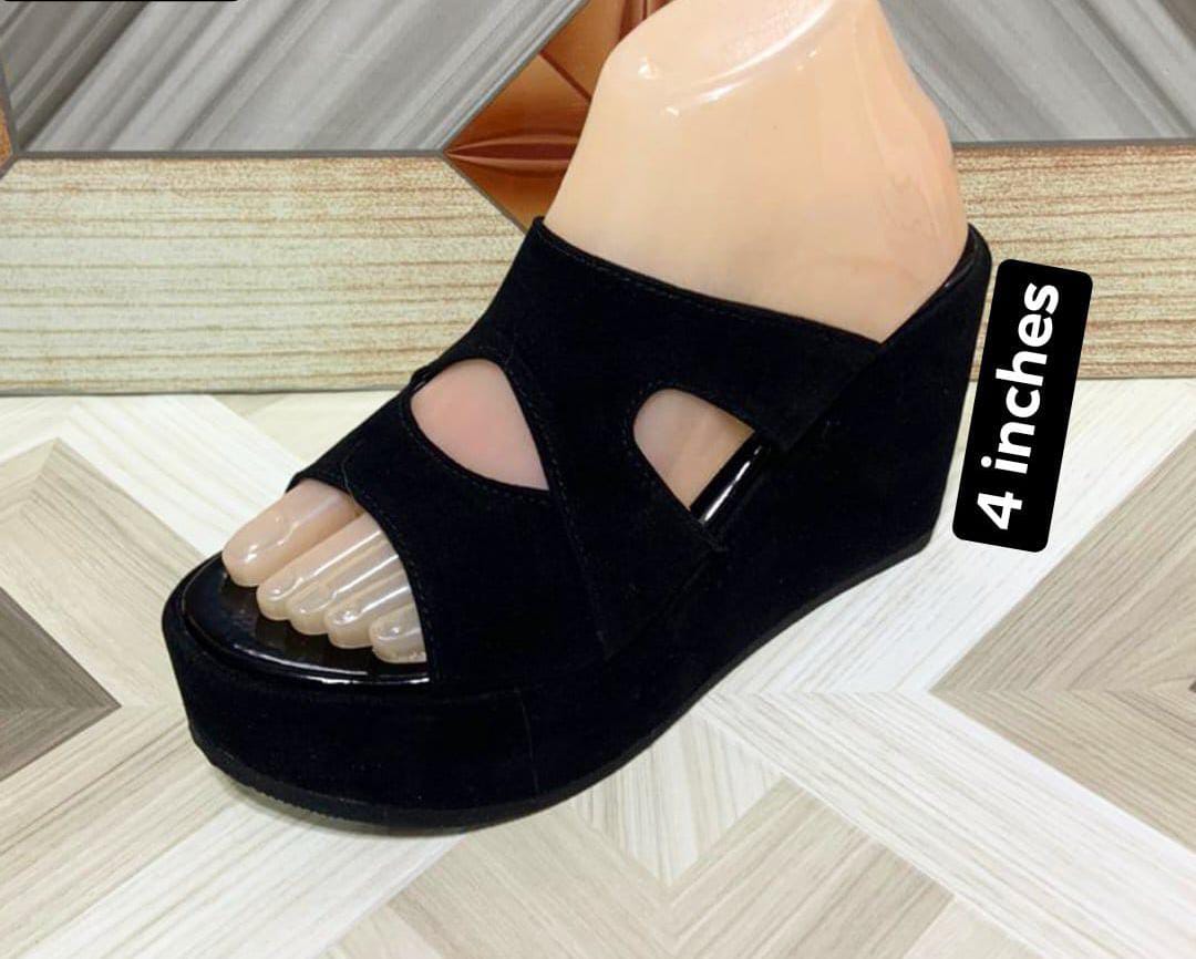 Fish mouth thick sole high heel 4 inches slipper
