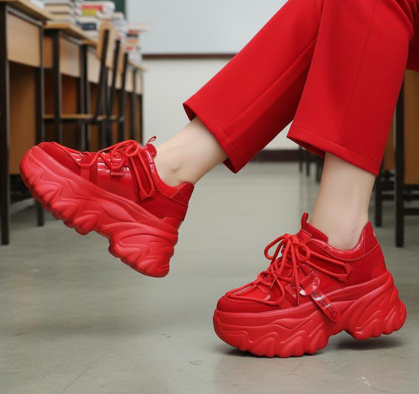 High wedge stylish chunky 3 inches shoes for ladies