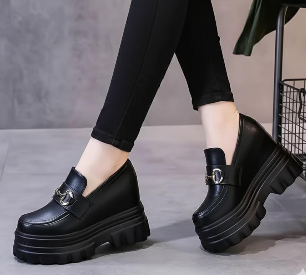 10cm high round toe thick sole party shoes 3021