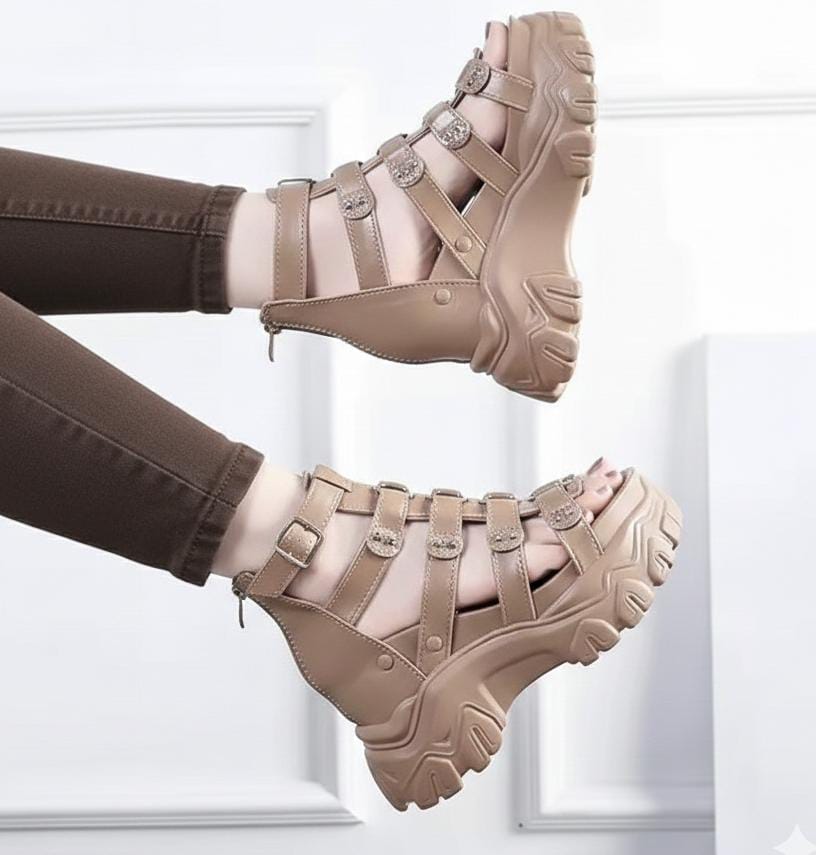 Summer hollowed out breathable high heeled platform sandal 2732