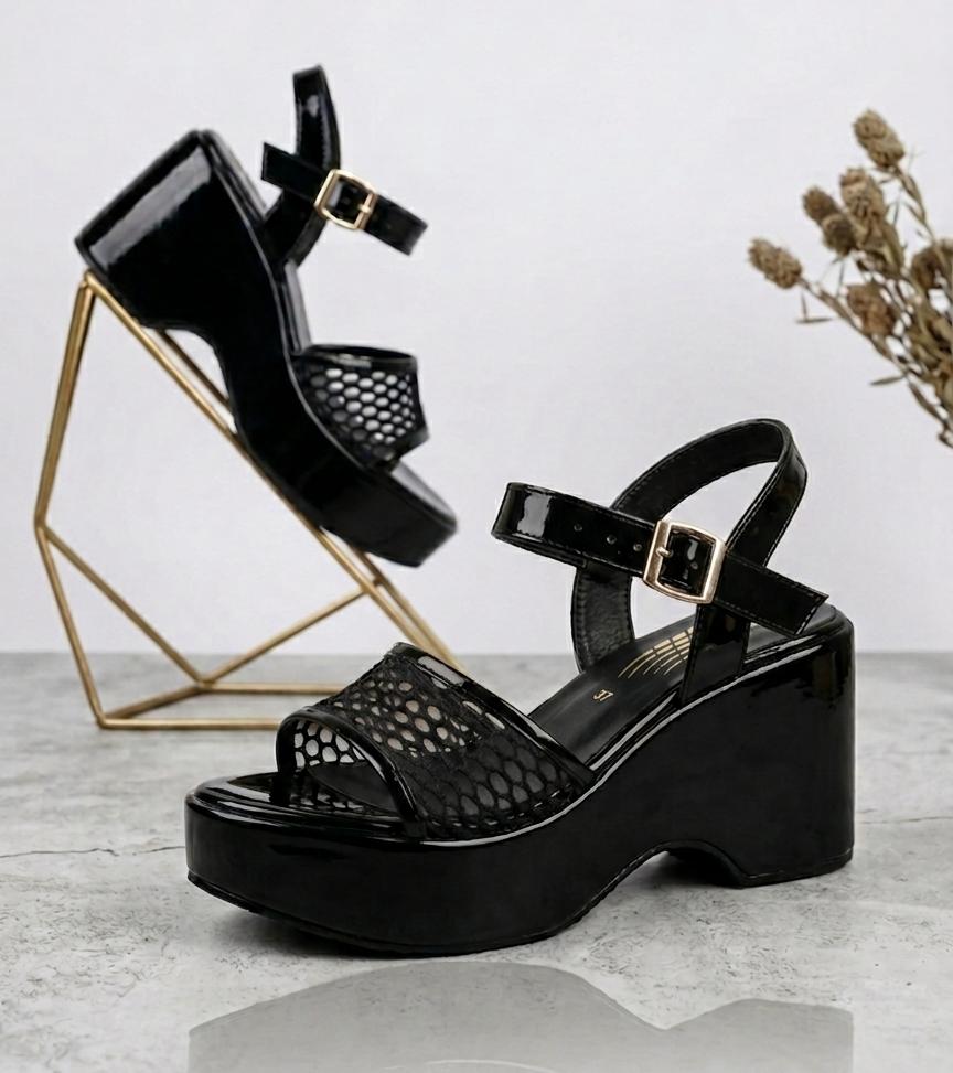 Chunky luna mesh platform ankle strap sandal 3057