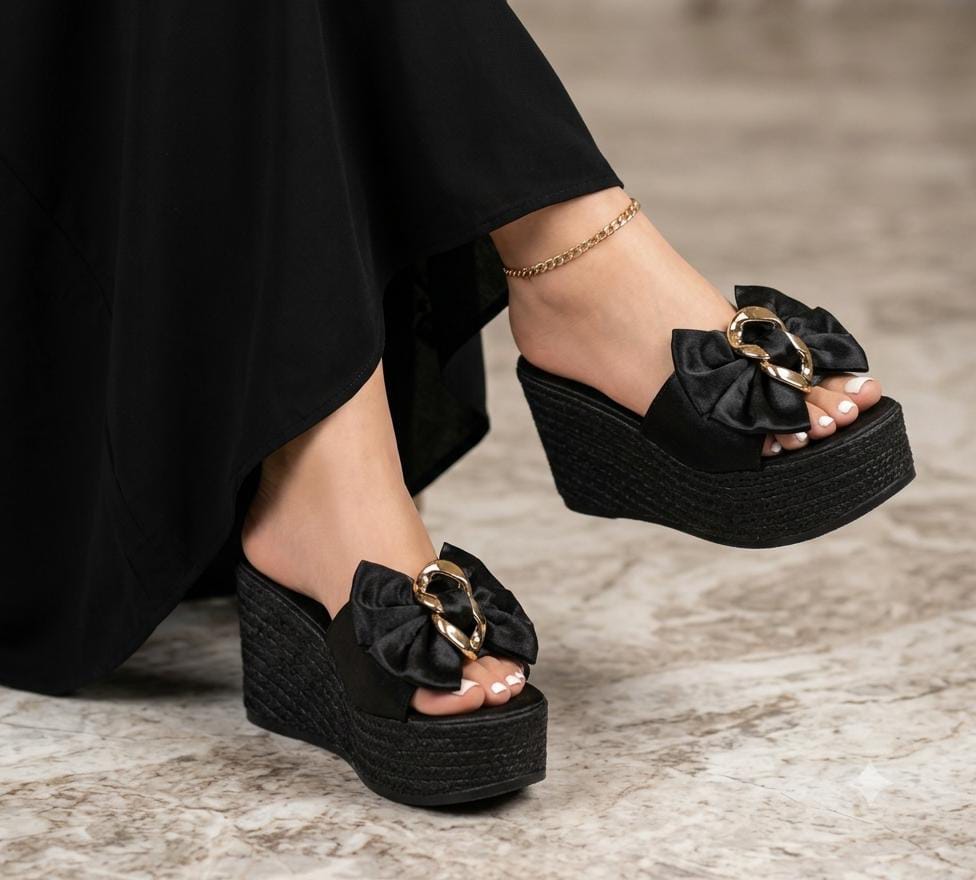 WOMEN WEDGE SLIPPER WOMEN SUMMER WEDGE SANDAL OPEN TOW HEEL WITH BOW 2959