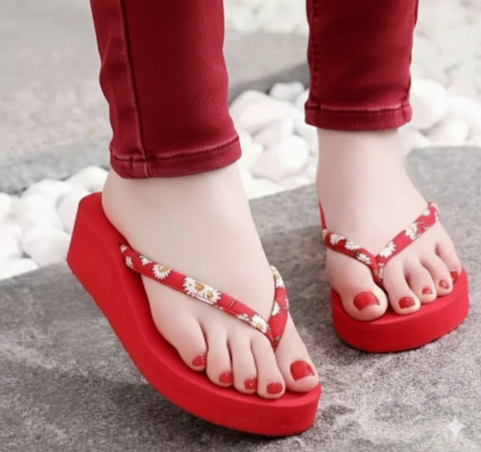 Casual Red spongy rubber sheet beach flipflop slipper