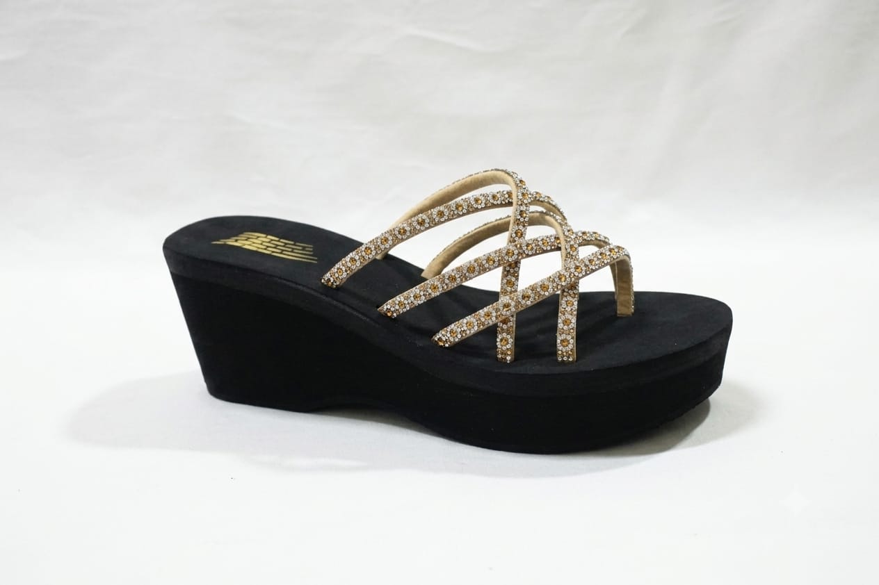 Rhinestone shiny fancy mesh wedge slipper 2.5 inches 3026