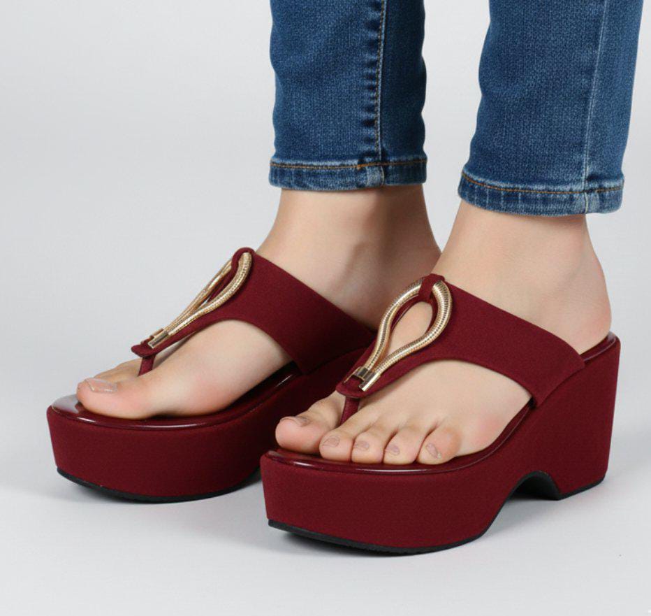 Elegant platform thick sole fancy wedges 3027