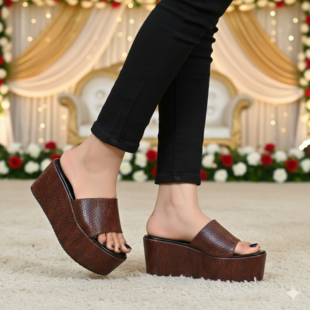 Crocodile style casual high sole 3 inches 3 inches slipper
