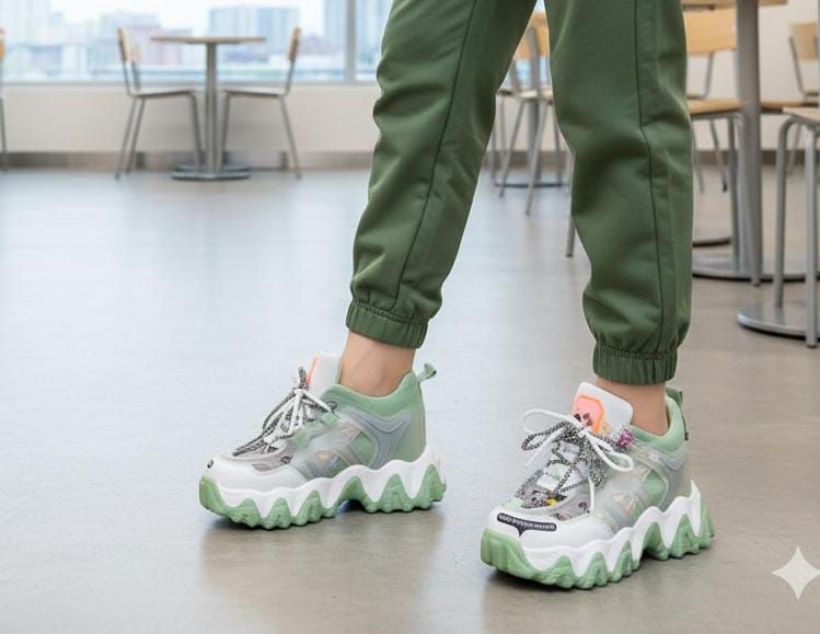 Chunky Stylish High Wedge 3.5 inches sneakers