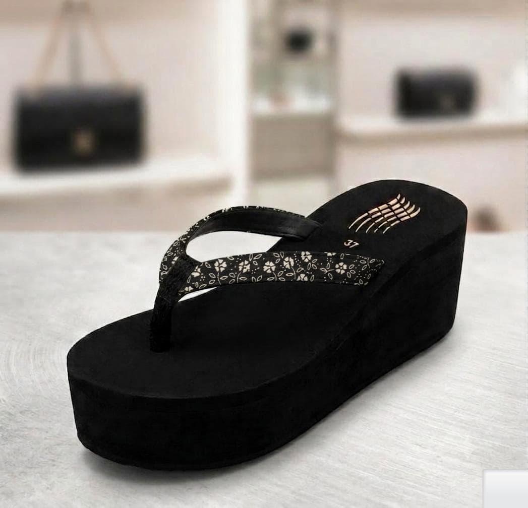 Monochrome wedge flipflop casual printed slipper design 2 3077