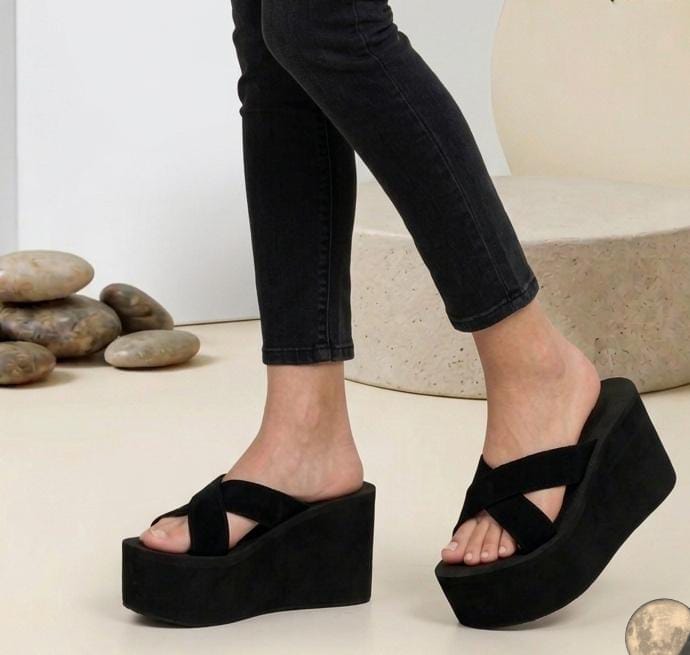 Women high wedge sole criss cross style slipper 2968