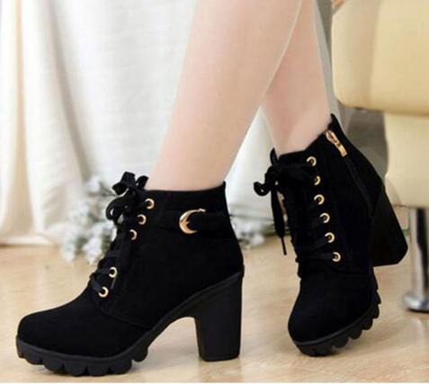 Square heel boots for women 3 inches shoes