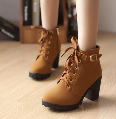 Square heel boots for women 3 inches shoes
