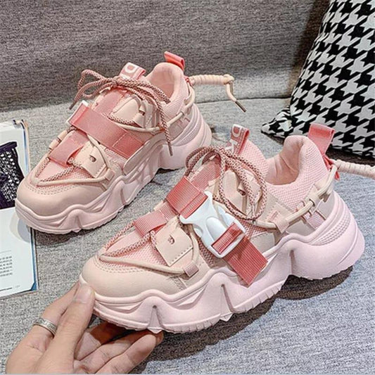 Chunky fashion flat sneakers for girls 1.5 inch joggers shoes