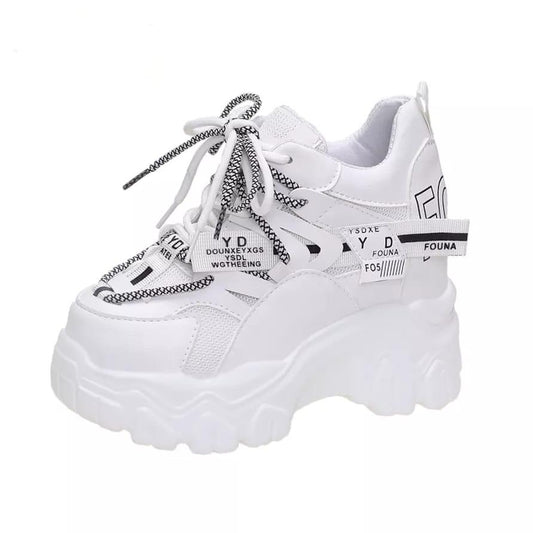 Chunky high wedges sneakers 4 inches shoes