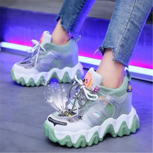 Chunky Stylish High Wedge 3.5 inches sneakers