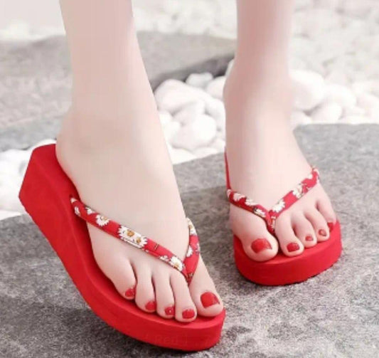 Casual Red spongy rubber flipflop 2 inches slipper