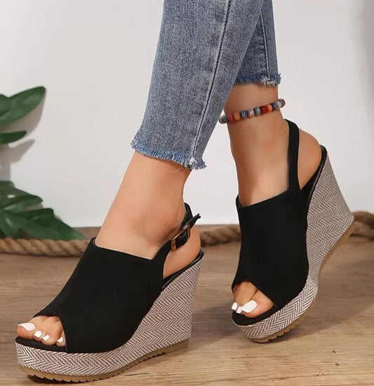 Open toe thick sole casual high wedge 4 inches sansal