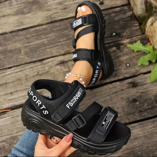 WOMENS THICK SOLE BREATHABLE SANDALS WITH ADJUSTABLE HOOK AND LOOP COMFORTABLE SANDAL