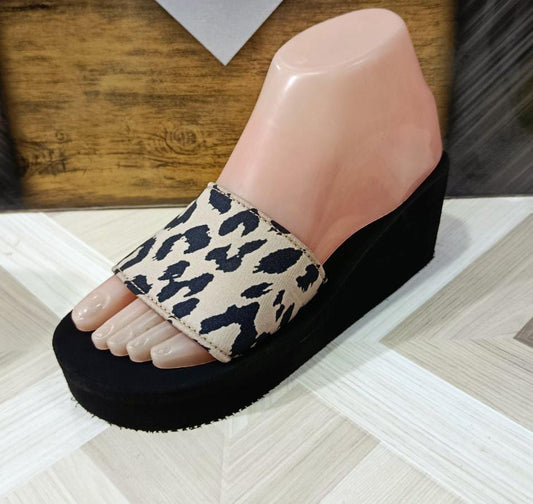 open toe casual leopard print 2.5 inch slipper 2972
