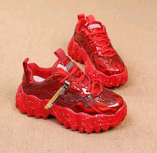 Trendy Chunky sneakers glitter for women 2 inches shoes