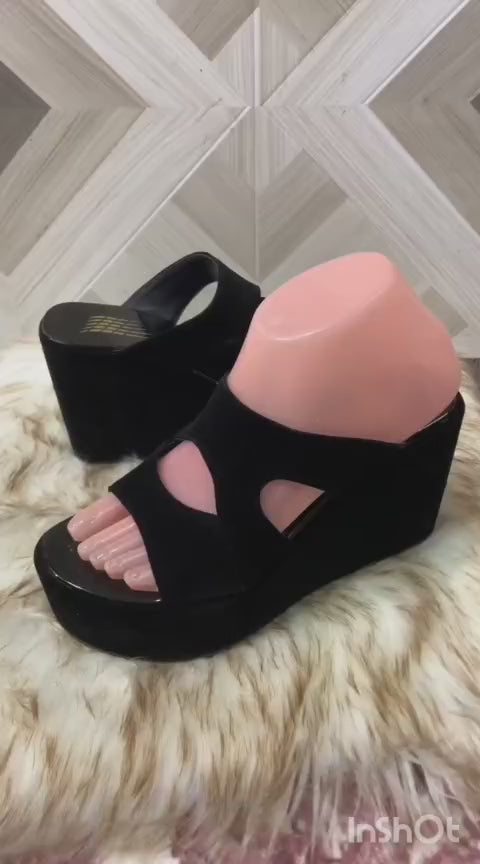 Fish mouth thick sole high heel 4 inches slipper