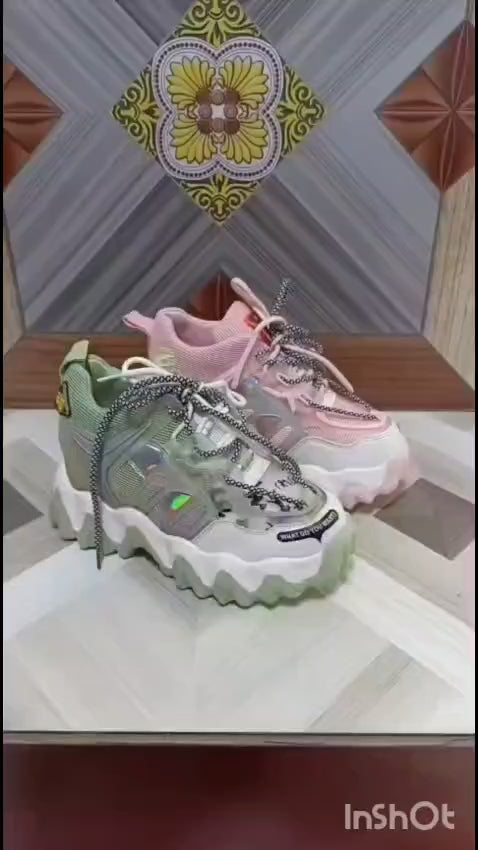 Chunky Stylish High Wedge 3.5 inches sneakers