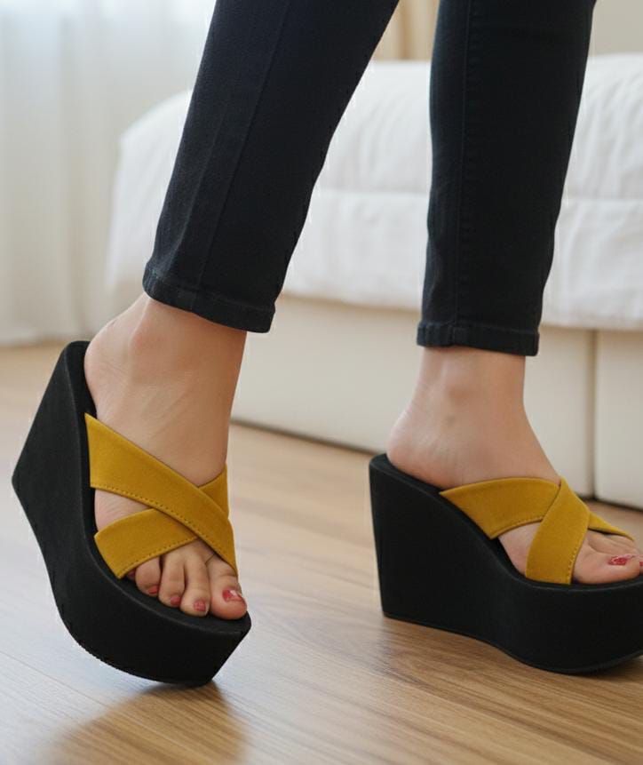 WOMEN HIGH HEEL CROSS STRIP SLIPPER 4 INCH 2968