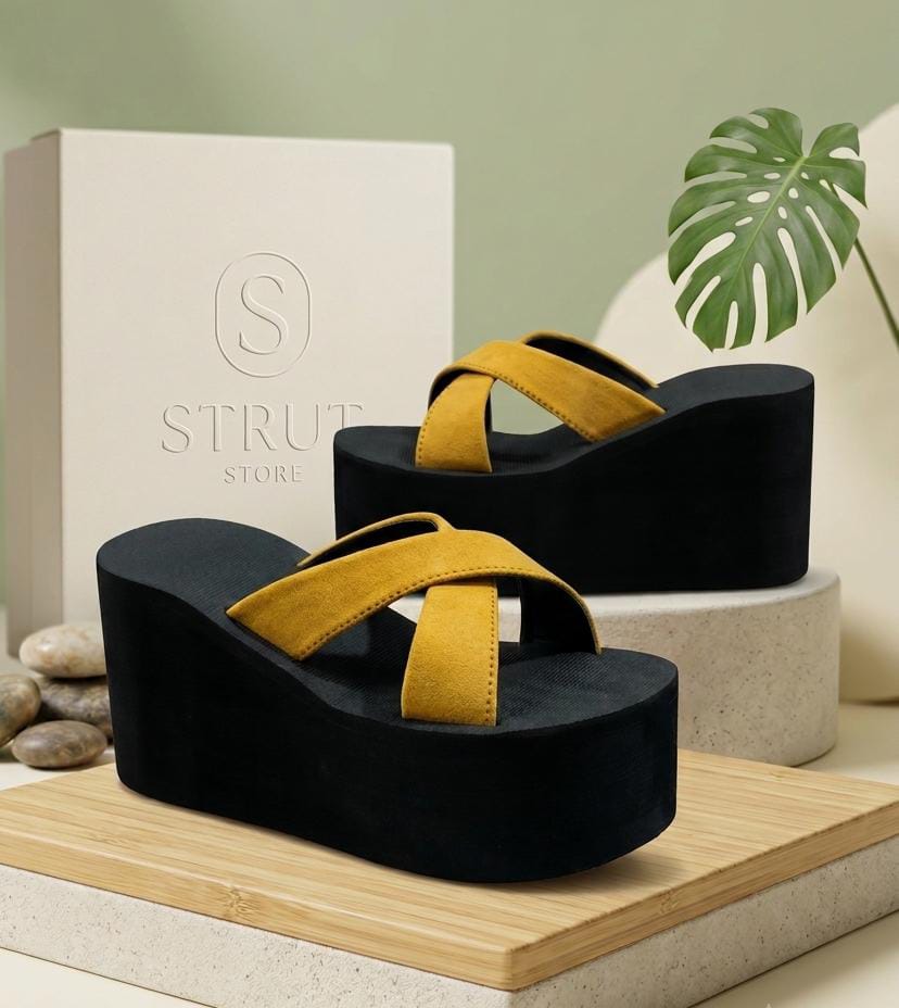 Women high wedge sole criss cross style slipper 2968