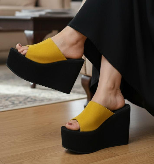 Women's high platform wedge mules slides 3003