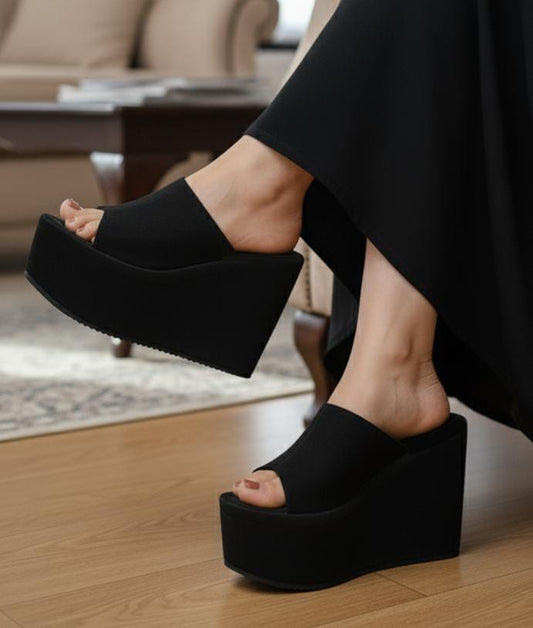 Women's high platform wedge mules slides 3003