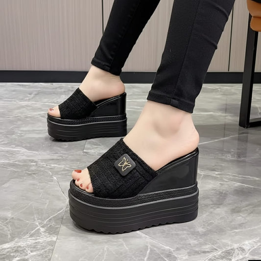 Dark matter mules gotham wedge 5 inches high platform slipper 3036