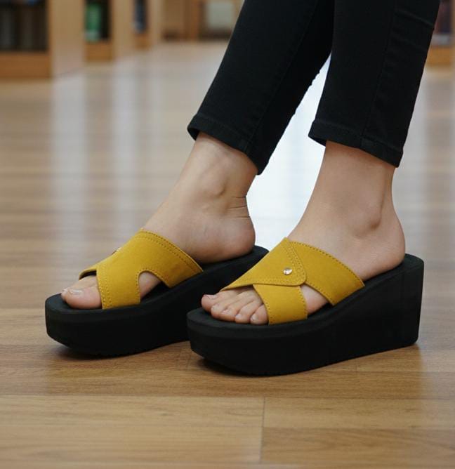 Thick sole casual suede upper flipflop 3 inches high slipper 3033 KHI-AD