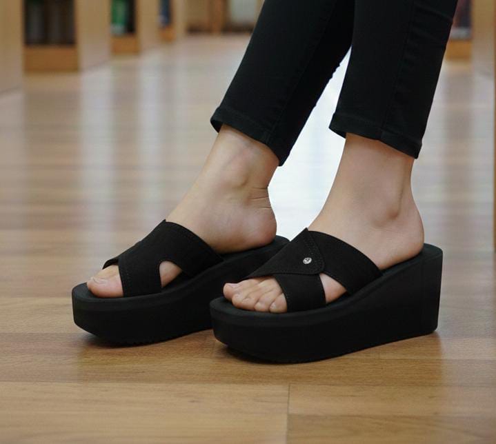 Thick sole casual suede upper flipflop 3 inches high slipper 3033 KHI-AD