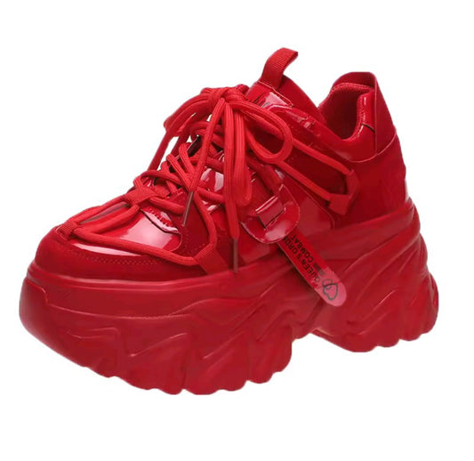 High wedge stylish chunky 3 inches shoes for ladies