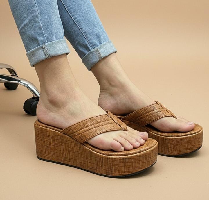 Classic cork style brown textured urban chic slipper 3001