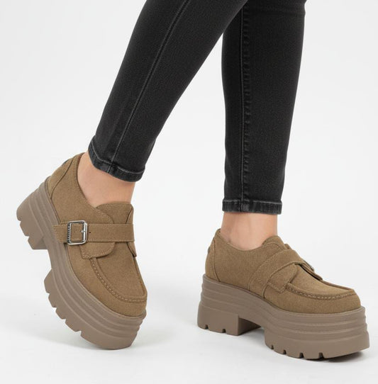 Moc toe slip-on high sole chunky platform loafer shoes 3016