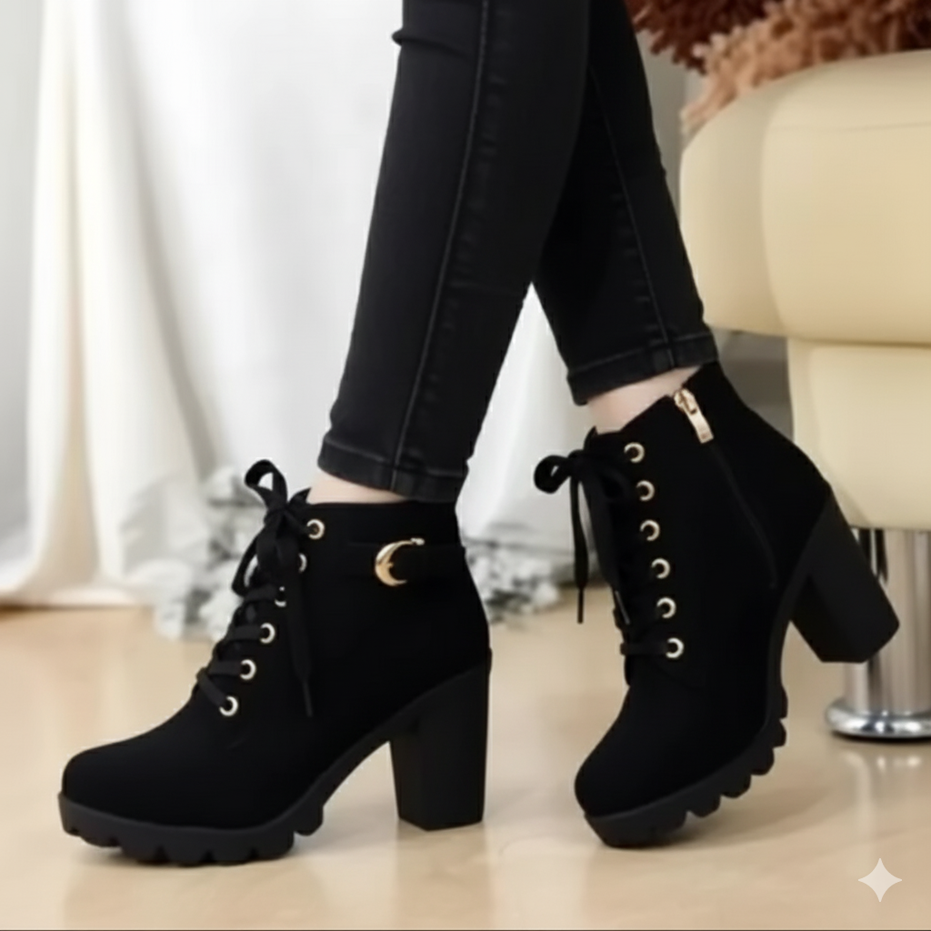 Square heel boots for women 3 inches shoes