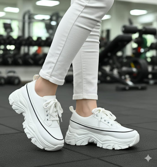 Platform flat korean style sneakers 2 inches shoes